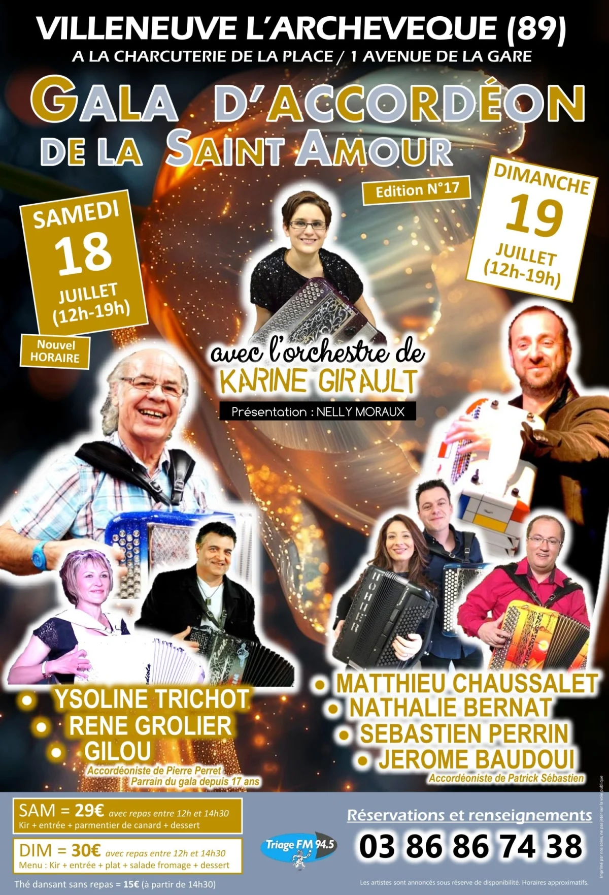 17eme Gala d'accordéon de la Saint-amour 2026 – Villeneuve l'Archevêque (Sous grand chapiteau ventilé) (affiche de l’événement)