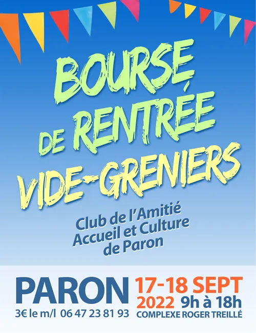 Bourse de rentree Vide greniers Paron 17 18sept2022.webp