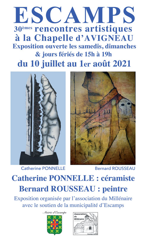 Rencontres Artistiques Escamps Expositions Catherine Ponnelle Bernard Rousseau Chapelle Avigneau 2021.jpg