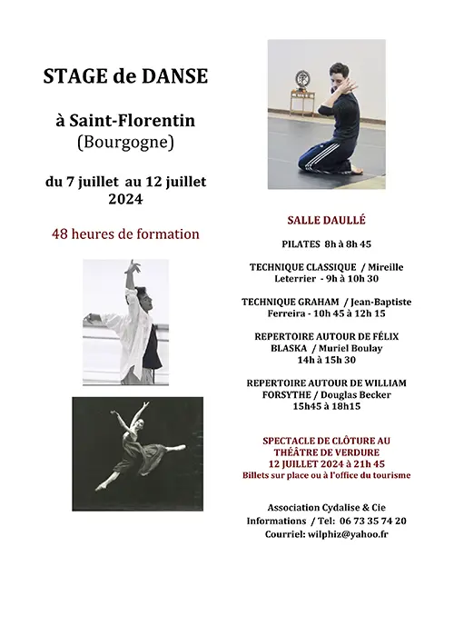 Stage Jeune Danse Saint Florentin 7 au 12 Juillet 2024.webp