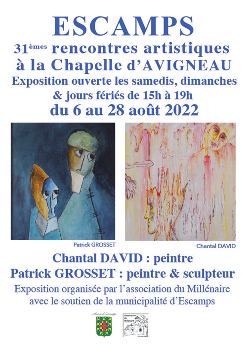 Vernissage Rencontres Artistiques Escamps Exposition Chantal David Patrick Grosset Chapelle Avigneau 2022 v2.jpg