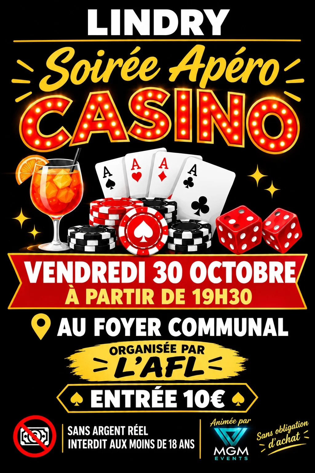 Apéro casino – Lindry (Foyer communal) (affiche de l’événement)