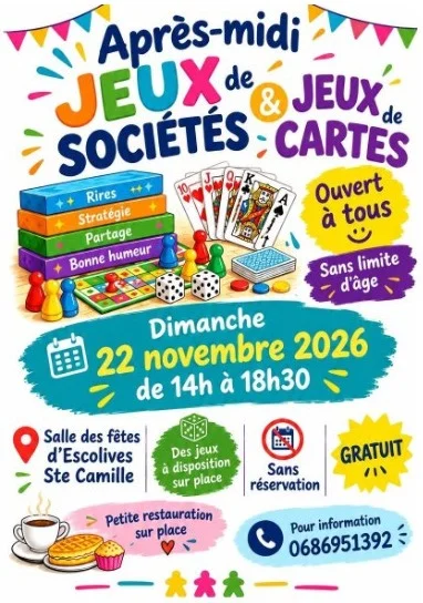 Après midi jeux – Escolives-Sainte-Camille (Salle des fêtes) (affiche de l’événement)