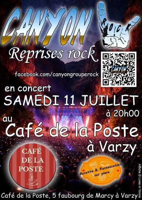 Concert rock avec le groupe Canyon – Varzy / Nièvres (les promenades 5 faubourg de Marcy 58210 Varzy) (affiche de l’événement)