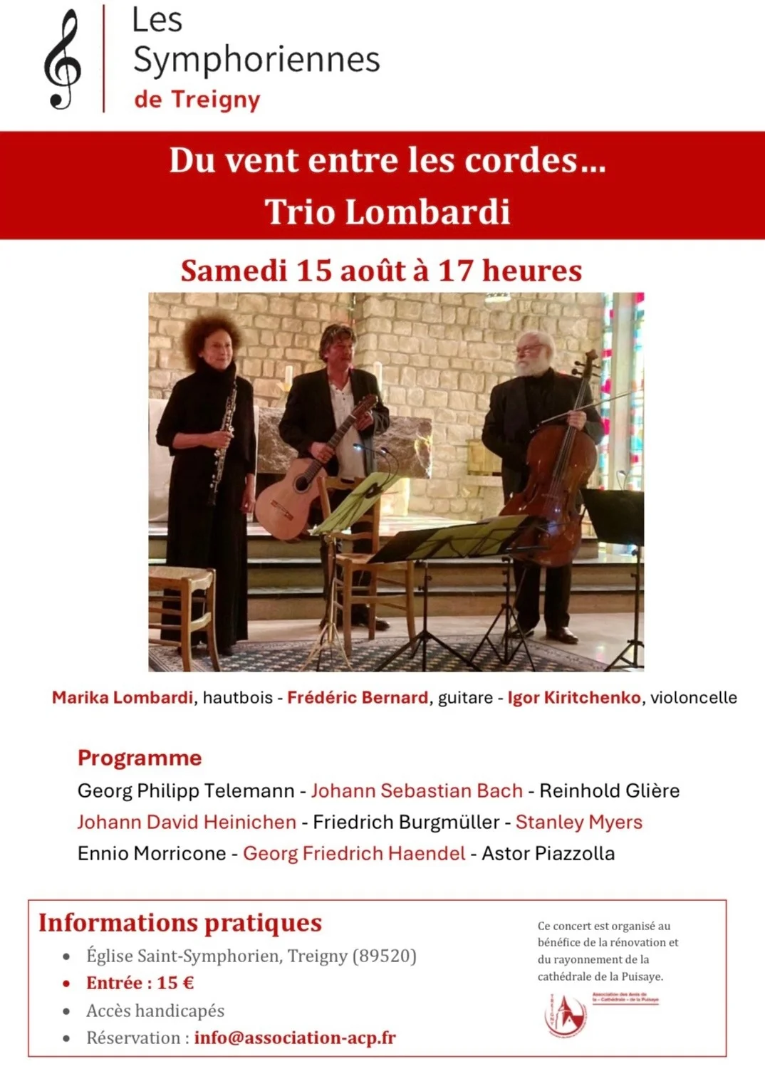 Concert "Du vent entre les cordes…" avec le Trio Lombardi dans le cadre des Symphoriennes de Treigny – Treigny (Eglise Saint Symphorien) (affiche de l’événement)