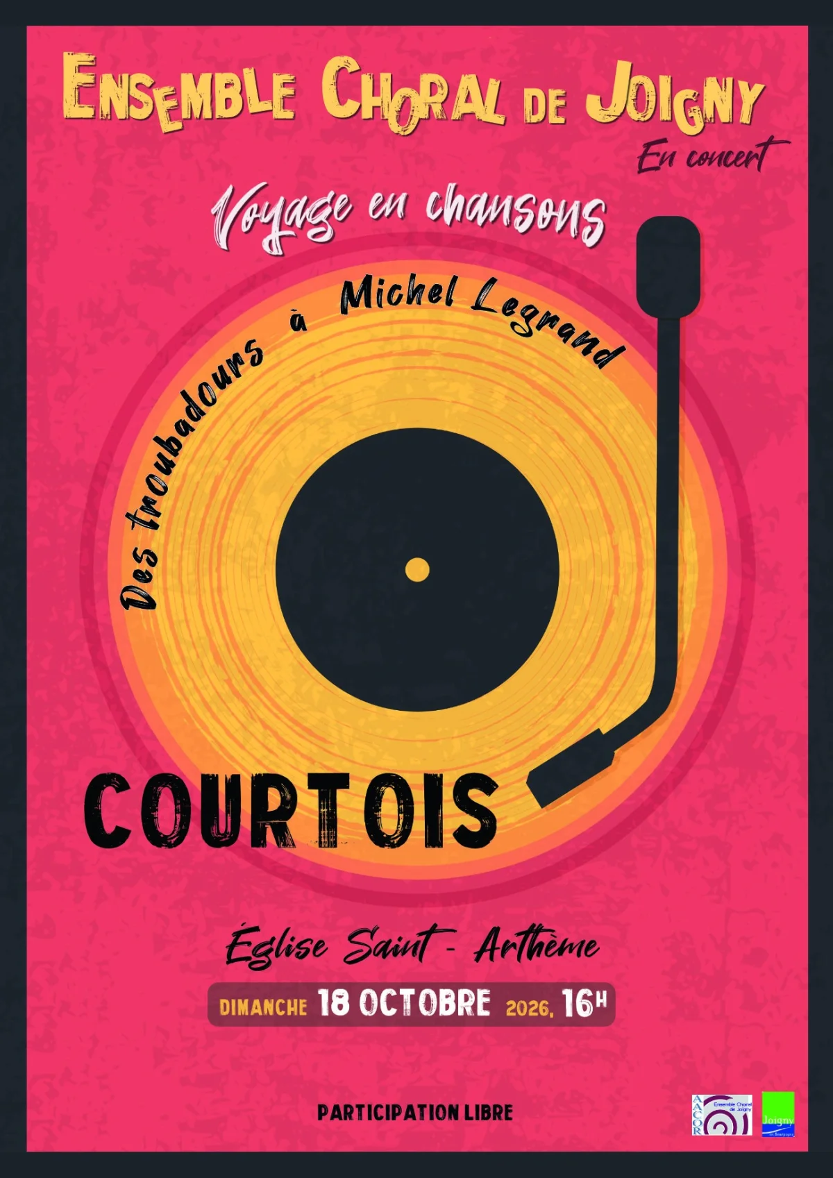 Ensemble Choral de Joigny en concert – Courtois-sur-Yonne (Église Saint-Arthème) (affiche de l’événement)
