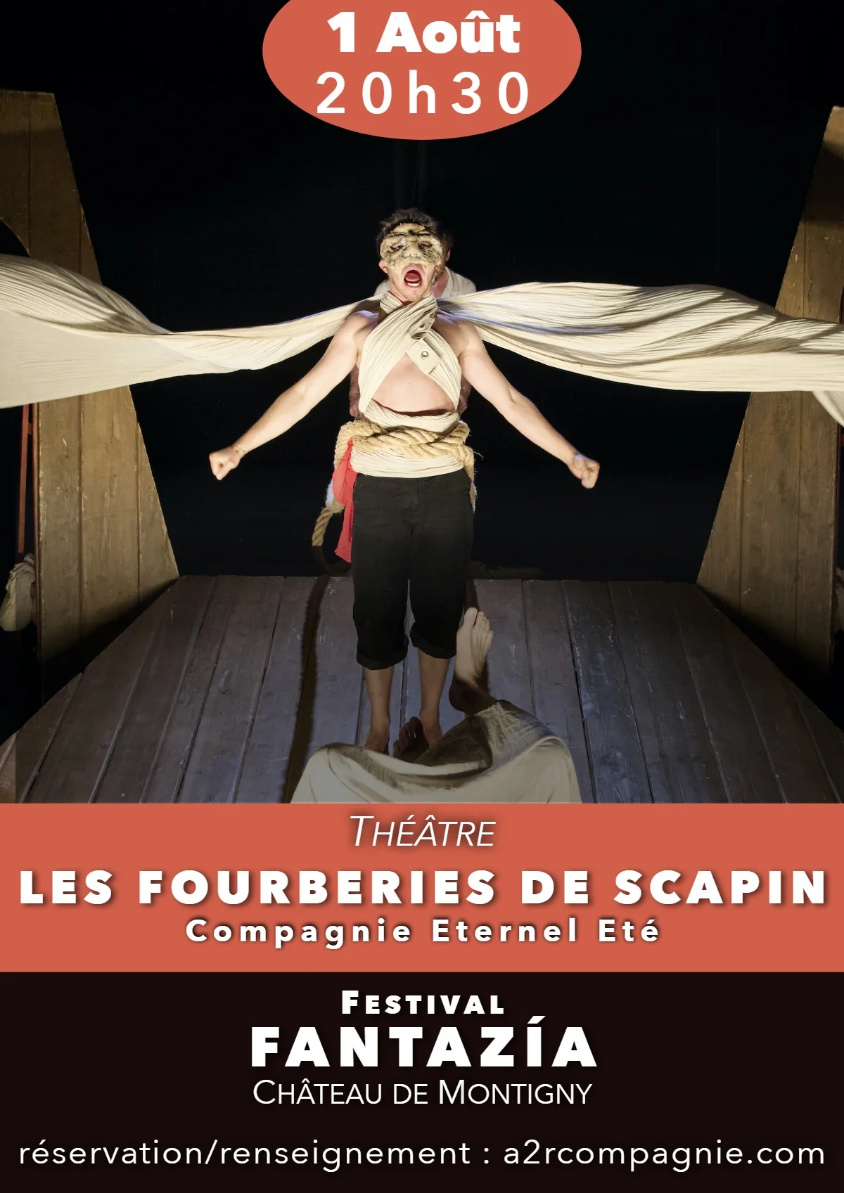 Théâtre : "Les Fourberies de Scapin" de Molière dans le cadre du 7ème Festival Fantazía – Perreux / Charny Orée de Puisaye (Château de Montigny) (affiche de l’événement)