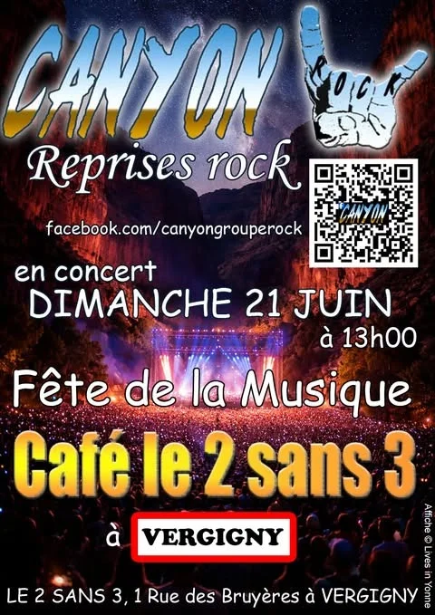 Fête de la musique avec Canyon – Vergigny (Bar tabac  le 2 sans 3) (affiche de l’événement)