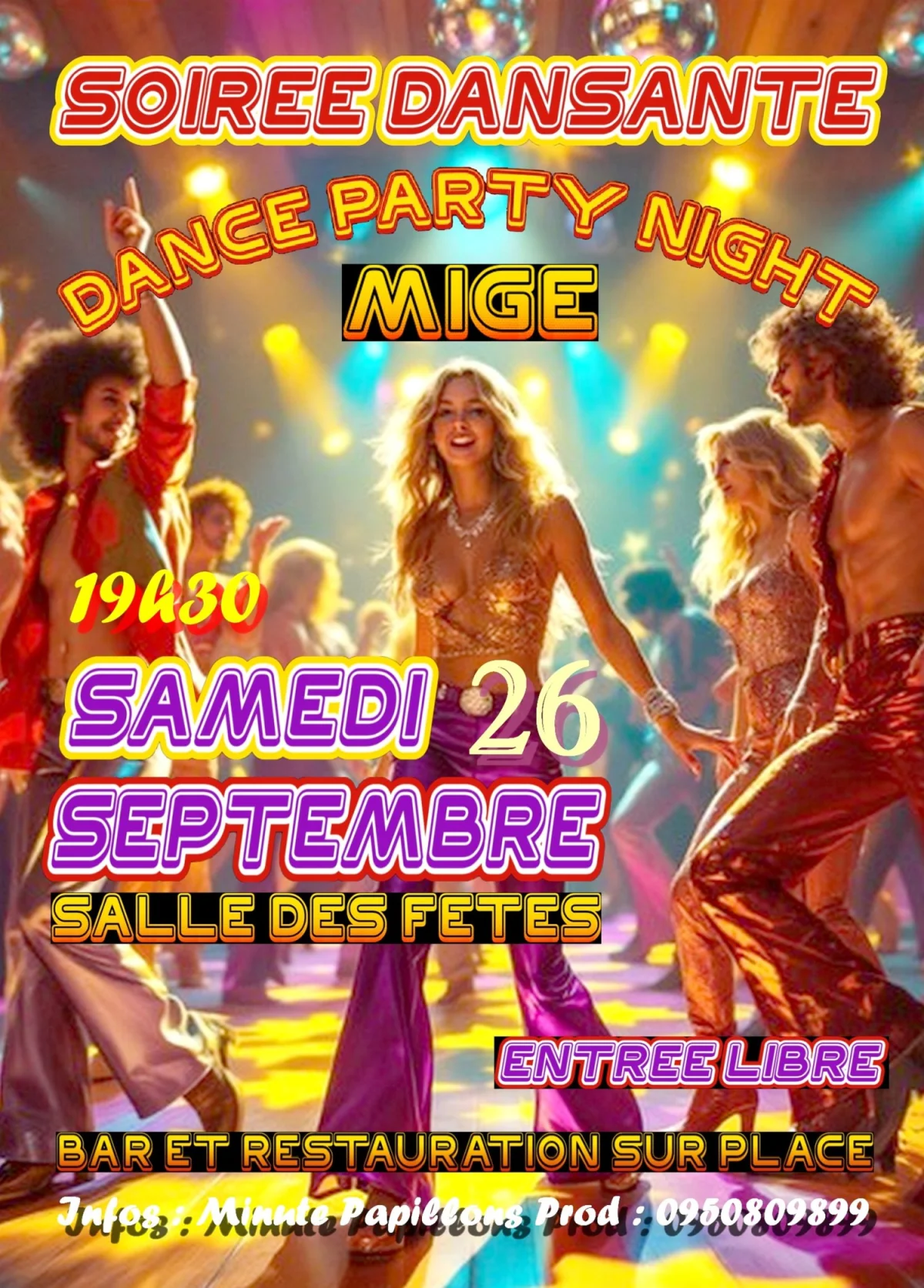 Grande soirée dansante (Dance Party Night) avec DJ Coco – Mige (Salle des fêtes) (affiche de l’événement)
