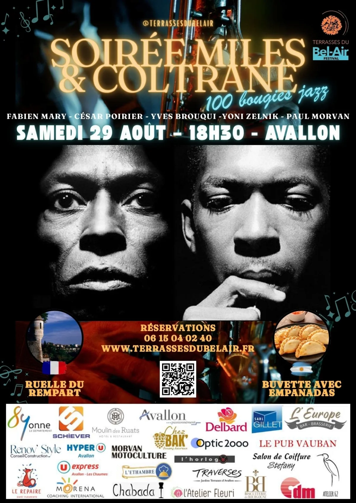 Soirée Miles & Coltrane : 100 bougies Jazz dans le cadre du Festival Terrasses du Bel-Air – Avallon (Terrasses du Bel-Air) (affiche de l’événement)