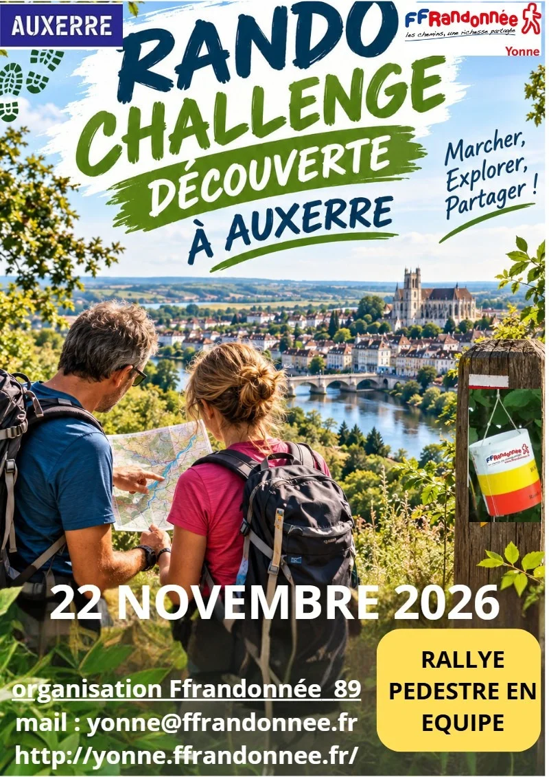 Rando Challenge Découverte à Auxerre - rallye pédestre en équipe – Auxerre (Gymnase de la Noue) (affiche de l’événement)