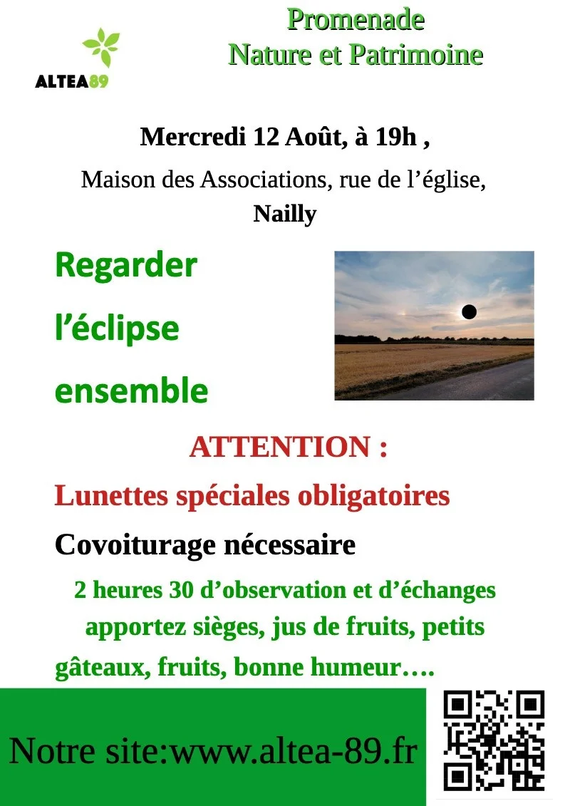 Regarder l’éclipse ensemble – Nailly (Maison des associations) (affiche de l’événement)