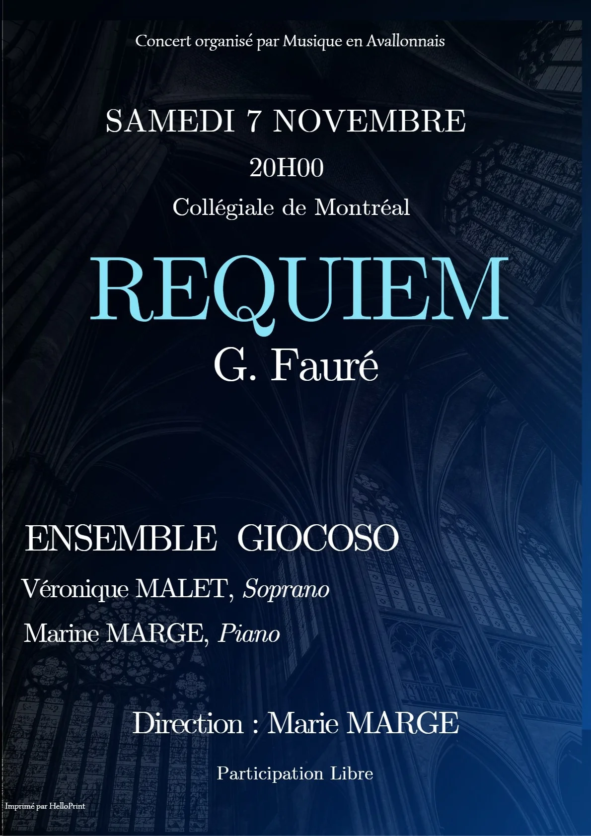 Requiem de Gabriel Fauré – 89420 Montreal (Collégiale) (affiche de l’événement)