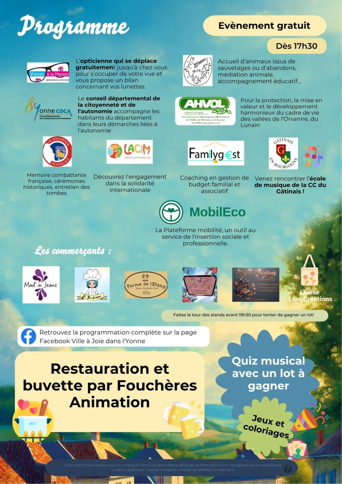 Ville à joie à Bazarnes: Fête de Villages et forum ! – Bazarnes (En face de la mairie) (affiche de l’événement)