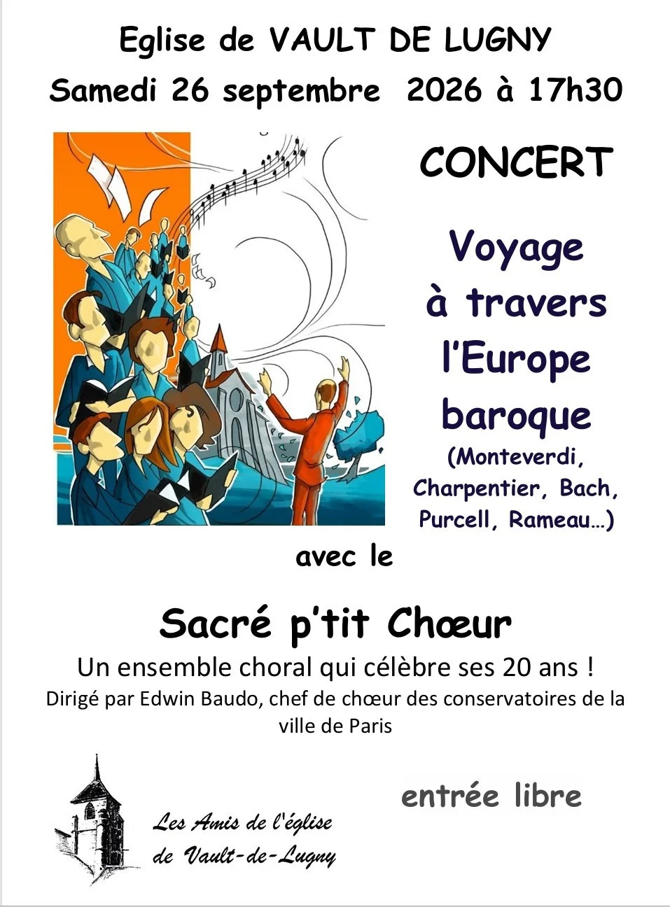 Voyage à travers l’Europe baroque  avec le Sacré p’tit Chœur – Vault-de-Lugny (Eglise de Vault de Lugny) (affiche de l’événement)