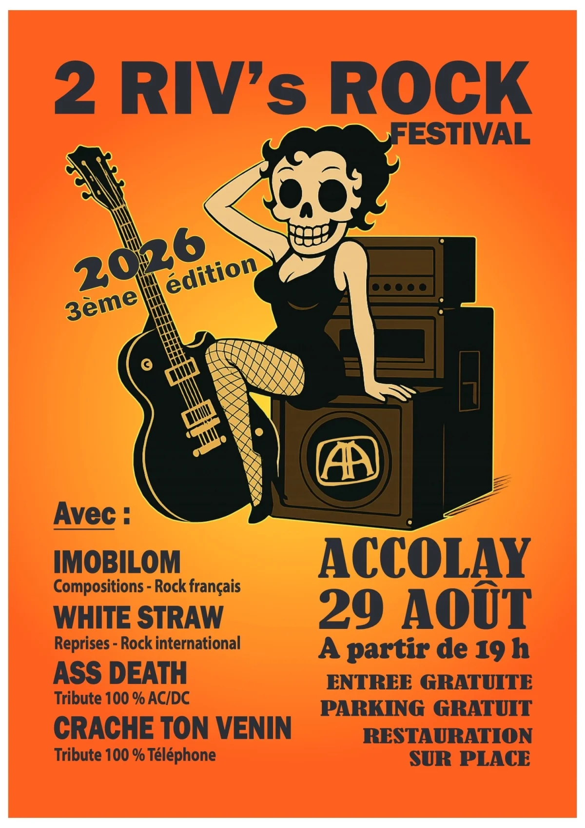 2 Riv's Rock Festival (3ème édition) avec Imobilom, White Straw, Ass Death et Crache ton Venin – Accolay Deux-Rivieres (Bord de la rivière) (affiche de l’événement)