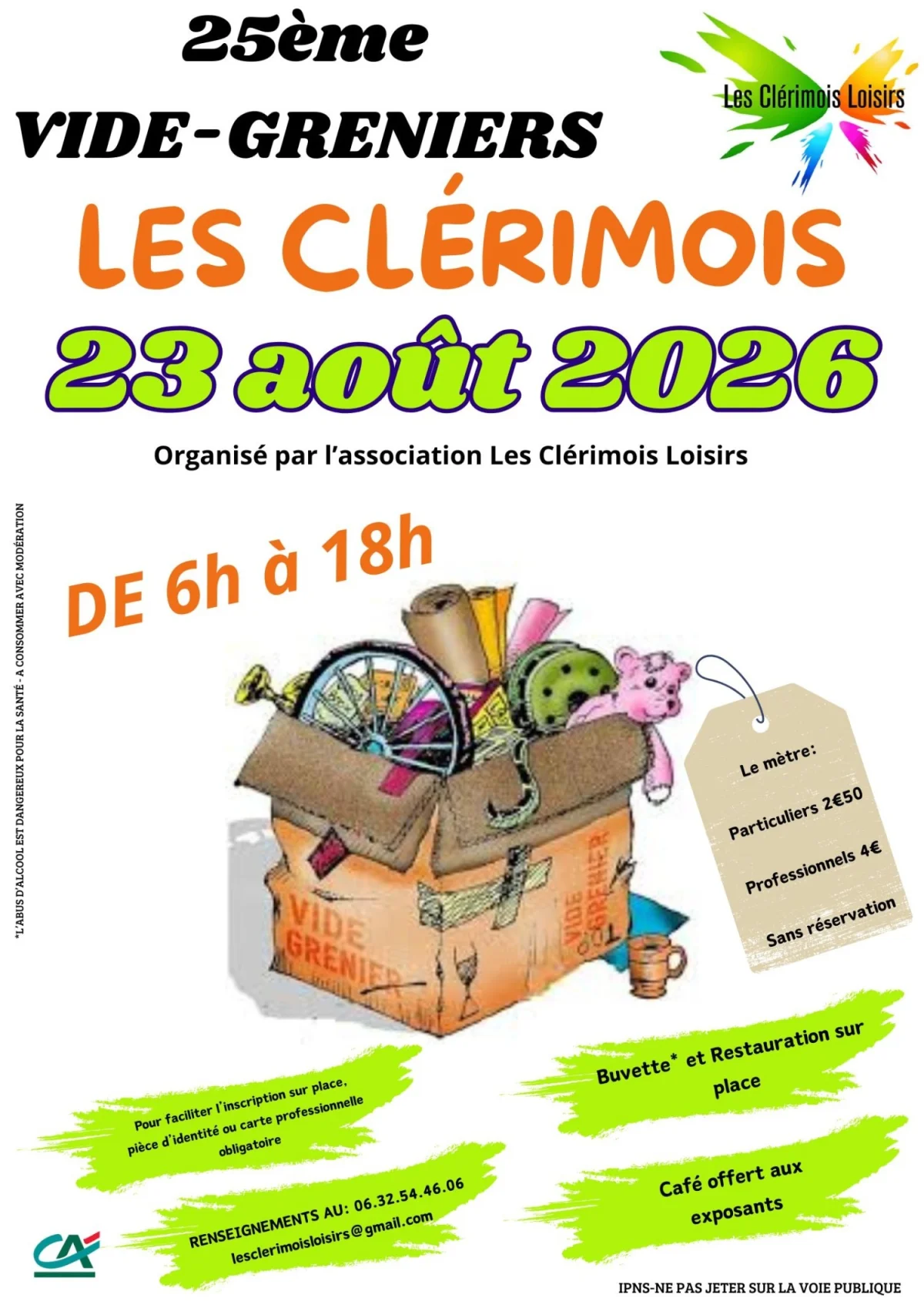 25ème Vide-Greniers – Les Clérimois (Grande Rue (RD46)) (affiche de l’événement)