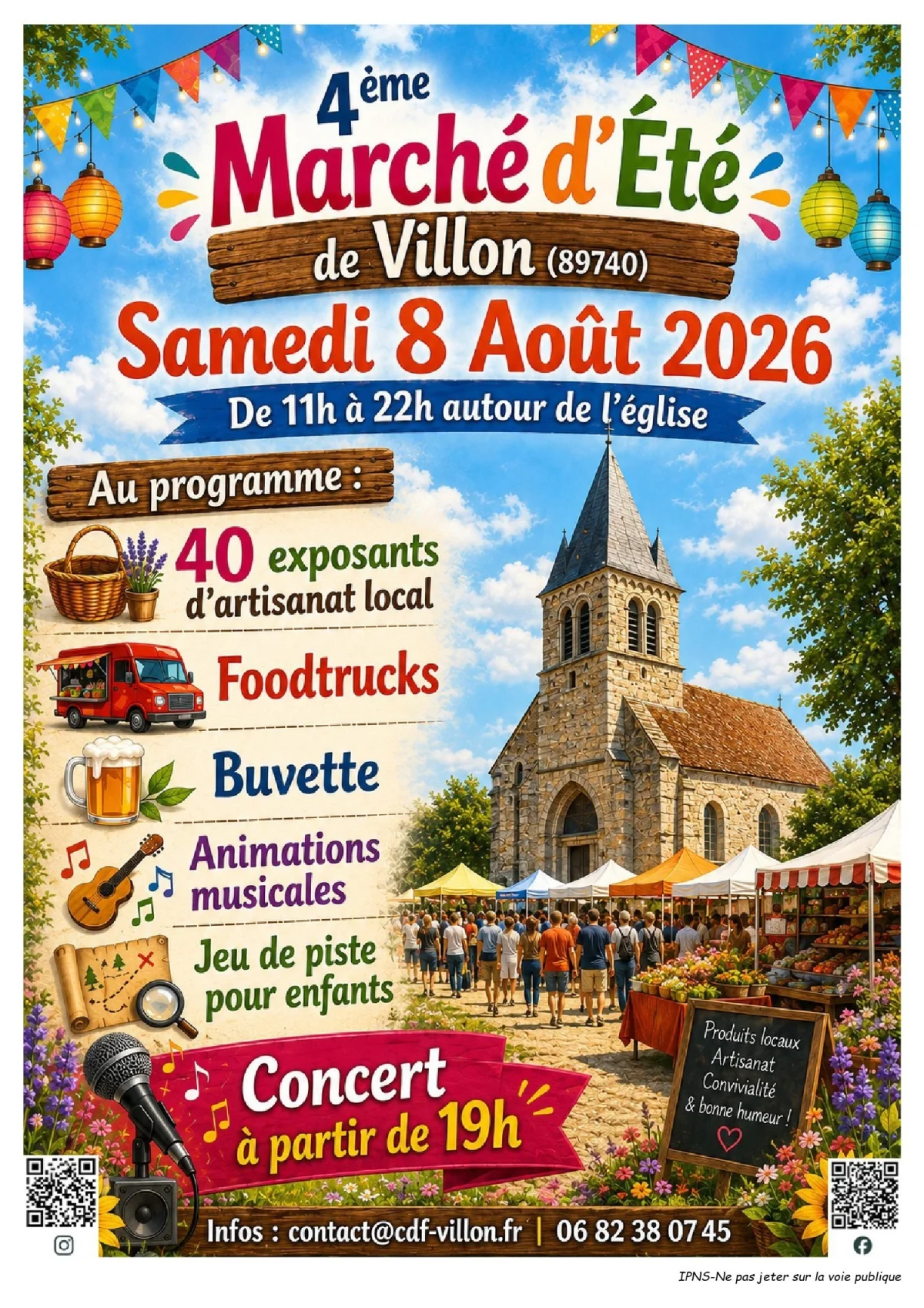4ème marché d'été de Villon – Villon (Autour de l'église) (affiche de l’événement)
