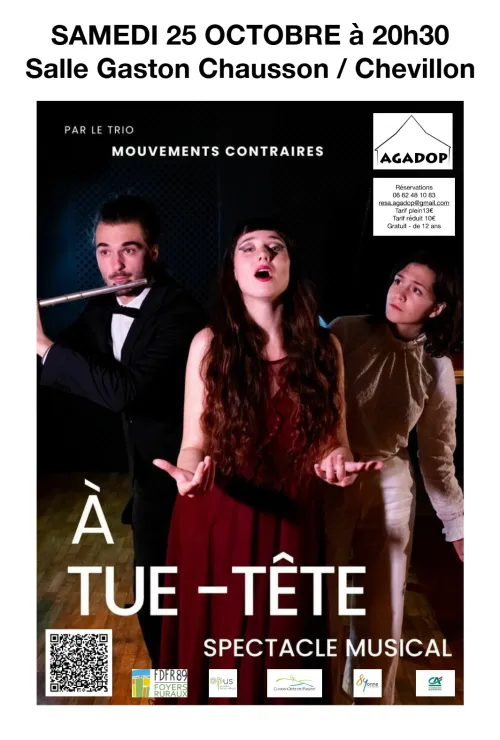 Spectacle musical : "À tue-tête" par le Trio Mouvements Contraires (Piano / Flûte et Voix) – Chevillon (Salle Gaston Chausson) (affiche de l’événement)