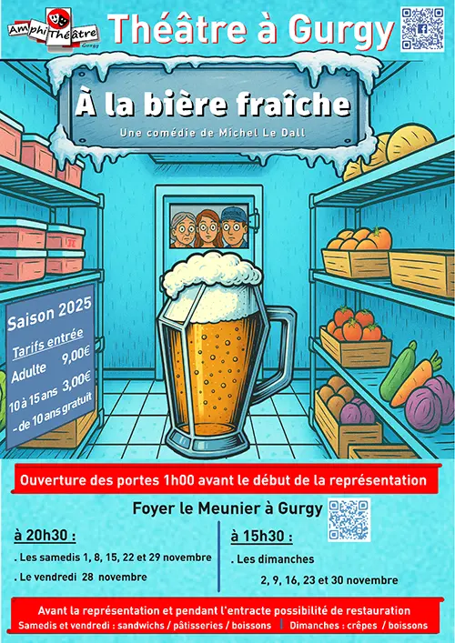 Théâtre : "A la bière fraîche" par la troupe Amphithéâtre de Gurgy (Comédie en 3 actes de Michel Le Dall) – Gurgy (Foyer Le Meunier) (affiche de l’événement)