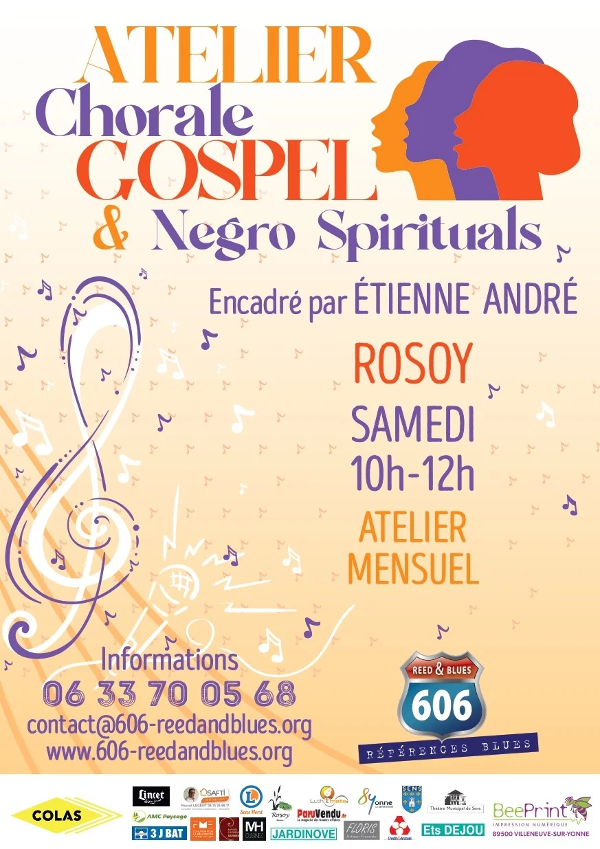 Atelier Chorale Gospel & Negro Spirituals (tout public) avec Etienne André (Park Glee Club - Chorale de Negro spirituals) – Rosoy (Salle des fêtes) (affiche de l’événement)