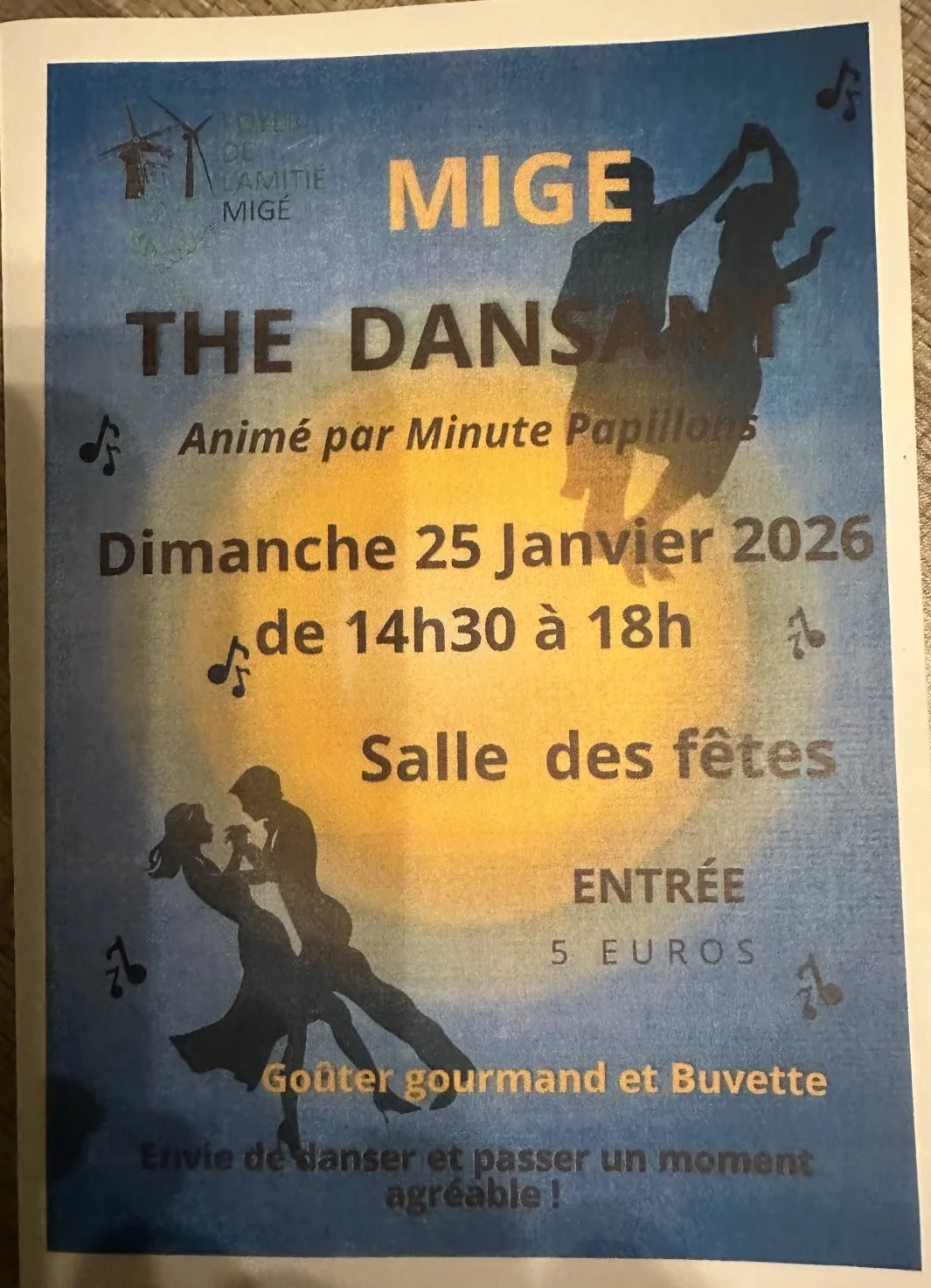 Thé dansant – Migé (salle des fêtes) (affiche de l’événement)