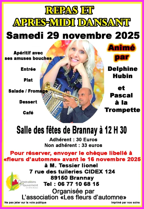 Repas et après-midi dansant – Brannay (Salle des Fêtes) (affiche de l’événement)