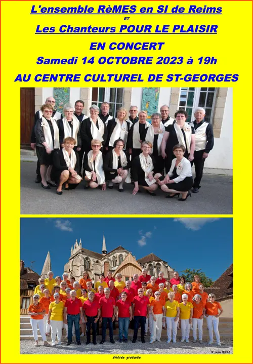 Concert avec L'ensemble Rèmes en Si de Reims et Les Chanteurs Pour le Plaisir – Saint-Georges-sur-Baulche (Centre culturel) (affiche de l’événement)