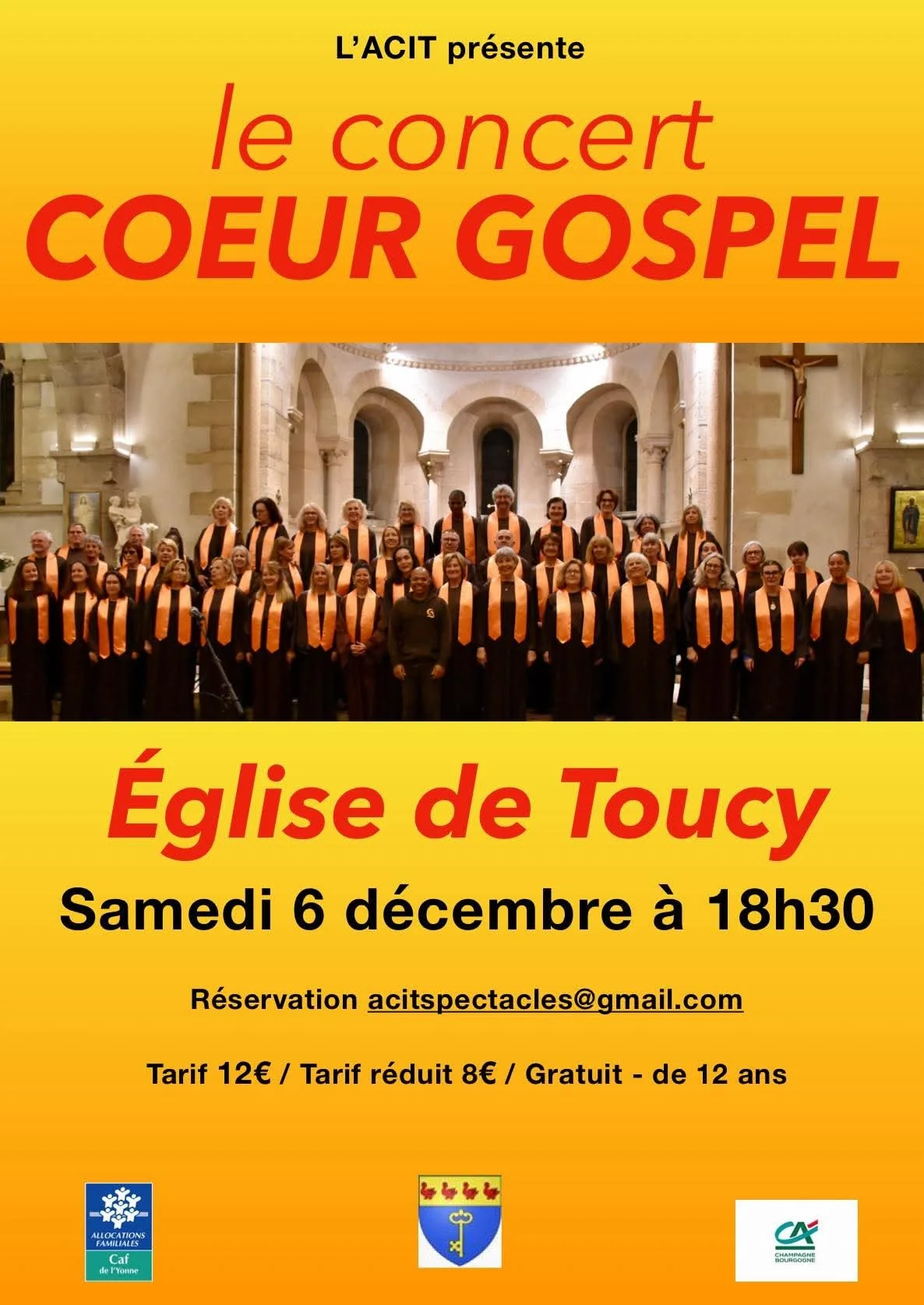 Concert avec la chorale Coeur Gospel (direction Jacky Weber) – Toucy (Eglise Saint-Pierre) (affiche de l’événement)