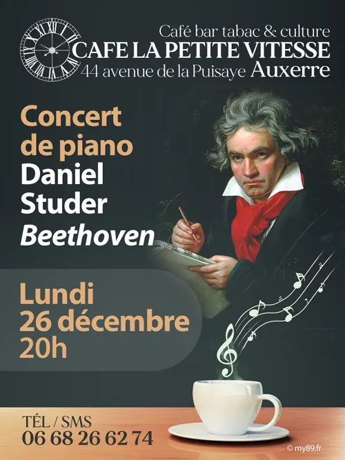 Concert de piano classique : Daniel Studer joue Beethoven – Auxerre (Café La Petite Vitesse) (affiche de l’événement)