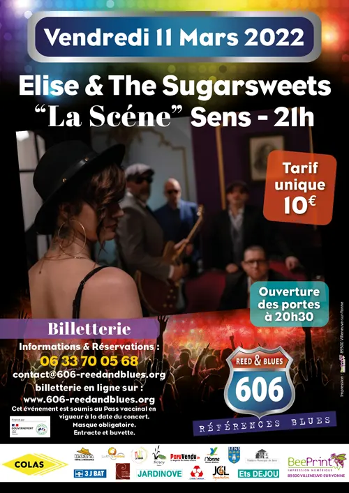Concert avec Elise & The Sugarsweets (Blues, Soul et Rhythm & Blues française) – Sens (La Scène / Espaces Culturels Savinien) (affiche de l’événement)