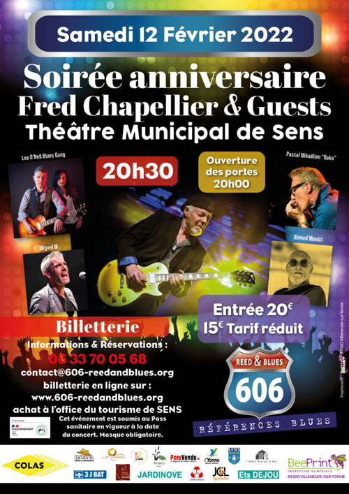 Concert de blues : soirée anniversaire Fred Chapellier & Guests – Sens (Théâtre municipal) (affiche de l’événement)