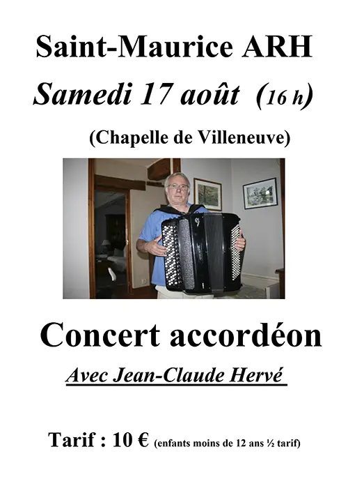 Concert d'accordéon avec Jean-Claude Hervé – Saint-Maurice-aux-Riches-Hommes (Chapelle de Villeneuve) (affiche de l’événement)