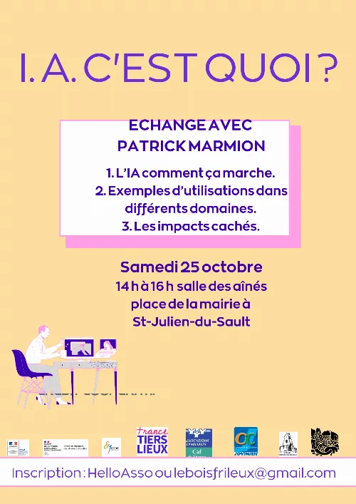Mini-conférence "L'I.A. c'est quoi ?" : Echange avec Patrick Marmion – Saint-Julien-du-Sault (Foyer des aînés) (affiche de l’événement)