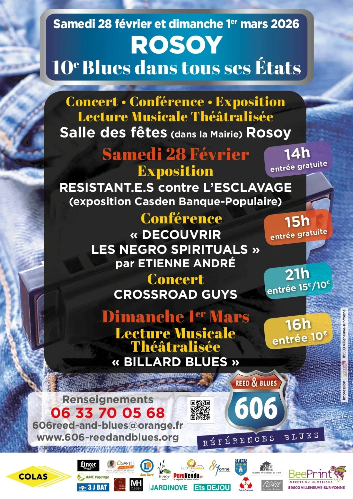 Conférence "Découvrir les Negro Spirituals" par Etienne André dans le cadre de Blues dans tous ses Etats (10ème édition) – Rosoy (Salle des fêtes) (affiche de l’événement)