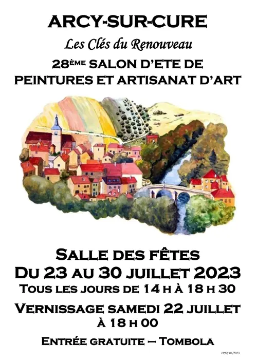 28ème Salon d'été de Peintures et Artisanat d'art (avec la présence de nouveaux artistes) + Tombola – Arcy-sur-Cure (Salle des fêtes) (affiche de l’événement)
