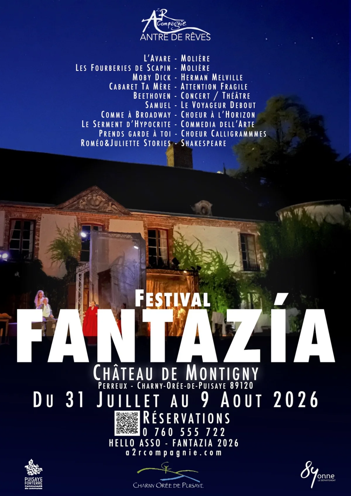 7ème édition du Festival Fantazía : Théâtre, concerts, impromptus, musique, spectacles jeune public, ateliers, rencontres lecture... – Perreux / Charny Orée de Puisaye (Château de Montigny) (affiche de l’événement)