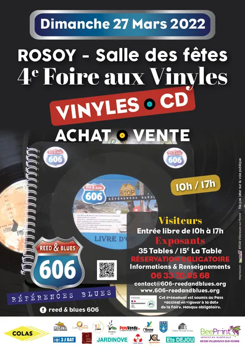 4ème Foire aux Vinyles et CD (achat - vente) – Rosoy (Salle des fêtes) (affiche de l’événement)