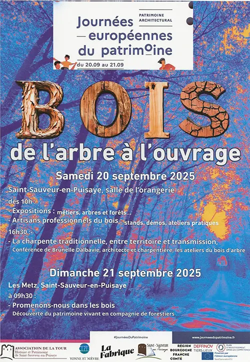 Journées européennes du patrimoine :  Promenons-nous dans les bois (Découverte du patrimoine vivant en compagnie de forestiers) – Saint-Sauveur-en-Puisaye (Les Metz) (affiche de l’événement)