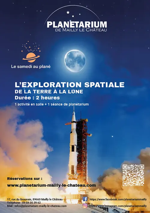 Le samedi au plané - L'exploration spatiale - De la terre à la lune – Mailly-le-Château (Planétarium - Espace nature du Beauvais) (affiche de l’événement)