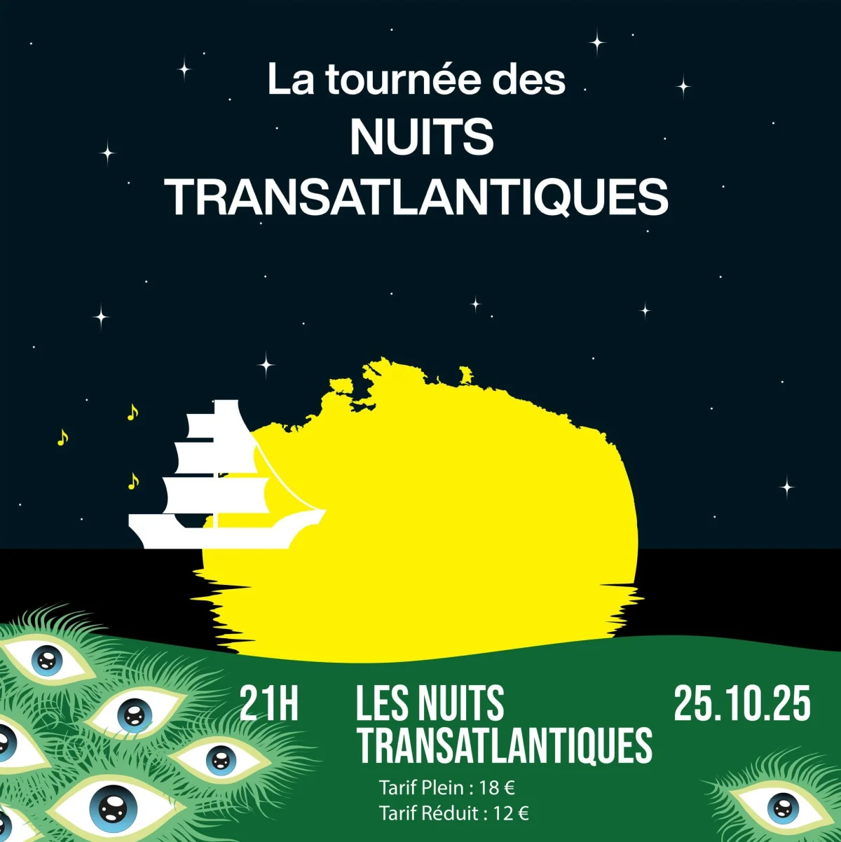 Concerts avec Ponteix + Soraï + Feu Toute ! dans le cadre des Nuits Transatlantiques – Migennes (Cabaret L'Escale) (affiche de l’événement)