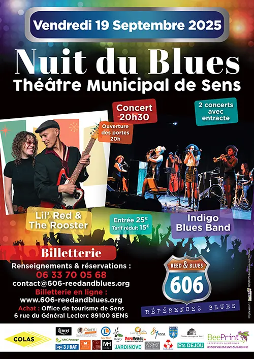 14ème Nuit du Blues : Concerts avec Lil’ Red & The Rooster + Indigo Blues Band – Sens (Théâtre municipal) (affiche de l’événement)