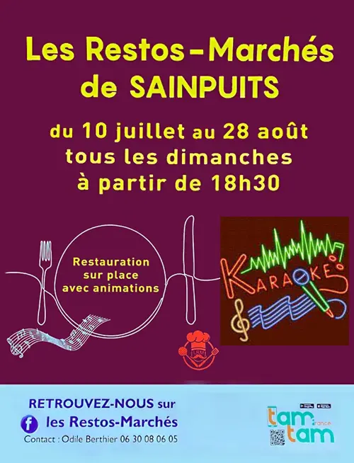Les Restos-Marchés de Sainpuits : Marché de producteurs et d'artisans locaux avec soirée Karaoké et restauration sur place
