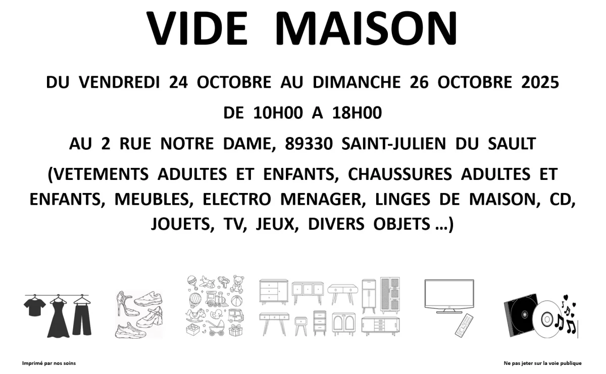 Vide maison à saint-julien du sault – Saint-Julien-du-Sault (Maison individuelle) (affiche de l’événement)