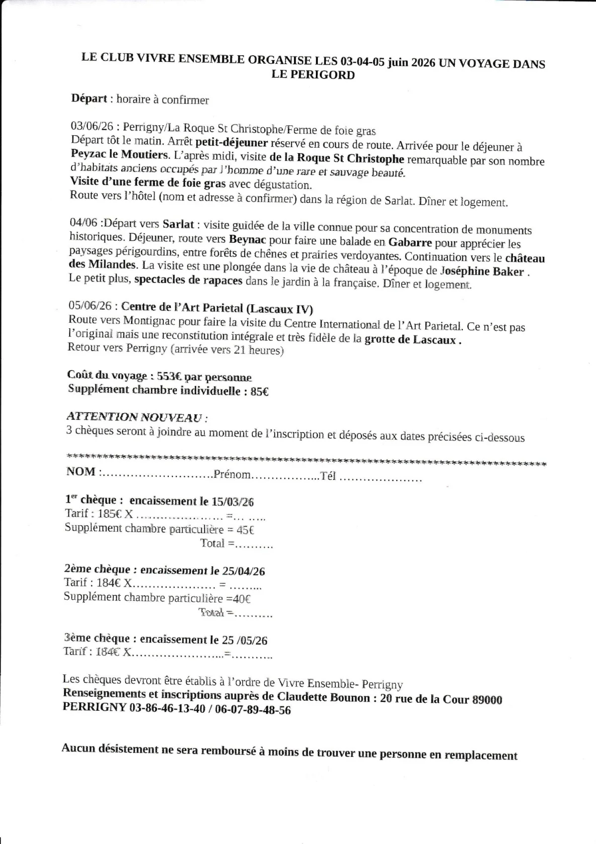 Sortie dans le Périgord depuis Perrigny – De Perrigny au Périgord (Départ de Perrigny) (affiche de l’événement)