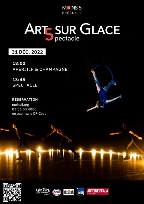 "Arts sur glace" (spectacle, apéritif et champagne) avec la Compagnie Moins 5 – Monéteau (Patinoire Cyberglace) (affiche de l’événement)