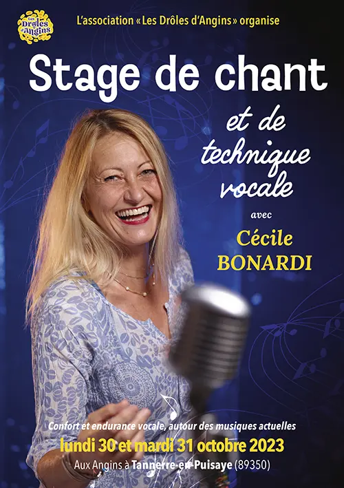 Stage de chant et de technique vocale avec Cécile Bonardi : Confort et endurance vocale, autour des musiques actuelles / sur 2 jours – Tannerre-en-Puisaye (Aux Angins) (affiche de l’événement)