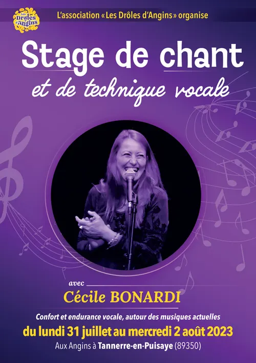 Stage de chant et technique vocale autour des musiques actuelles dans le cadre du Festival "Tous aux Angins !" (ouvert à tous / limité à 15 stagiaires / sur inscription) – Tannerre-en-Puisaye (Théâtre de Verdure) (affiche de l’événement)
