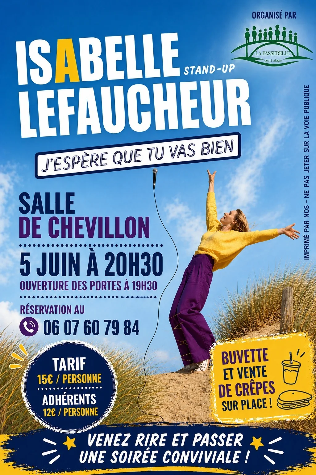 Stand-up avec Isabelle Lefaucheur “J’espère que tu vas bien” (humour) – Chevillon (Salle des fêtes) (affiche de l’événement)