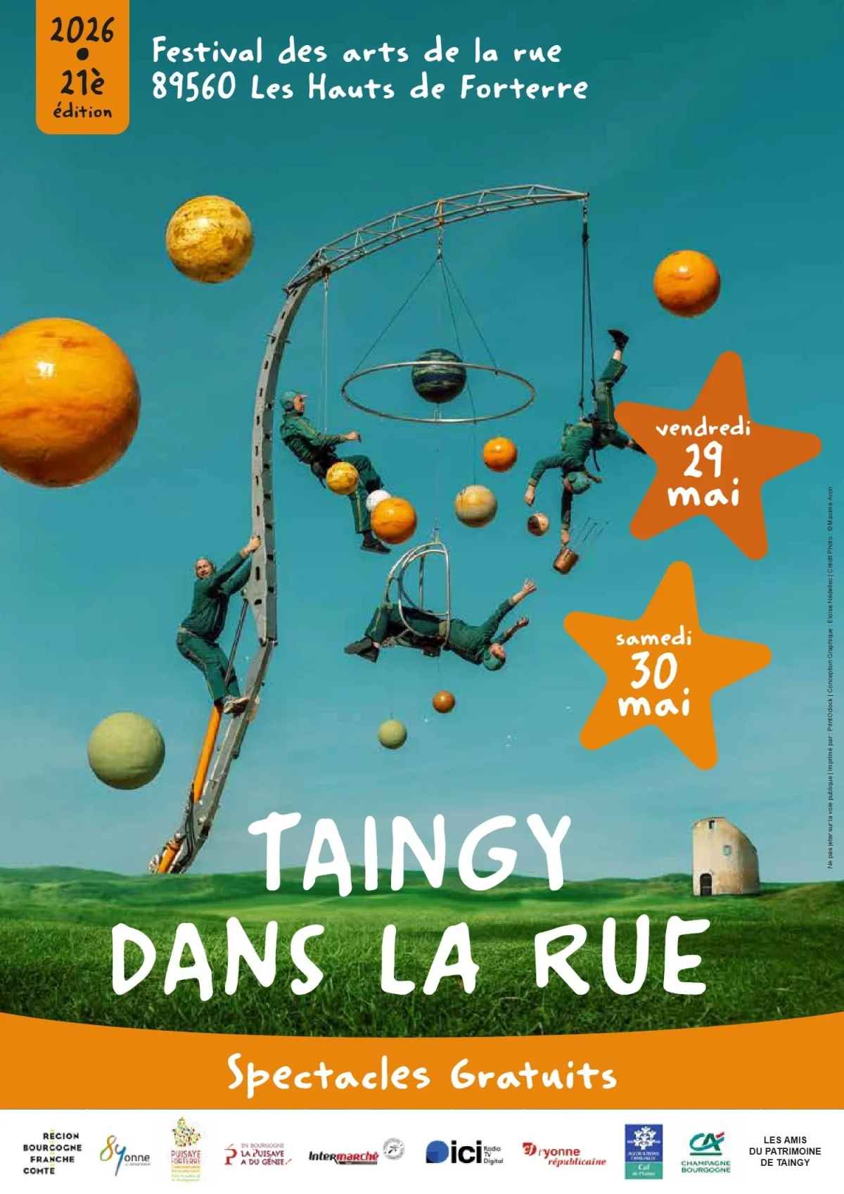 21ème édition de Taingy dans la rue (spectacles gratuits sur 2 jours) : Festival dédié aux arts de la rue avec des compagnies professionnelles et des concerts – Taingy / Les Hauts de Forterre (Places du village) (affiche de l’événement)